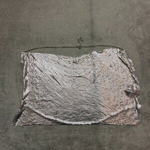 H&M Divided Metal Crop Top Size M/XL metal chainmail Chain Link club top